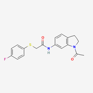 molecular formula C18H17FN2O2S B2500820 N-(1-acetylindolin-6-yl)-2-((4-fluorophenyl)thio)acetamide CAS No. 1207038-06-9