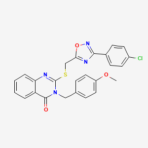 molecular formula C25H19ClN4O3S B2500829 2-(((3-(4-氯苯基)-1,2,4-噁二唑-5-基)甲基)硫代)-3-(4-甲氧基苯基)喹唑啉-4(3H)-酮 CAS No. 2034520-36-8