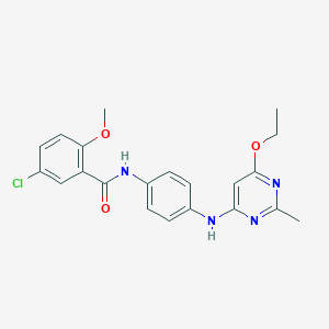 molecular formula C21H21ClN4O3 B2500839 5-chloro-N-(4-((6-ethoxy-2-methylpyrimidin-4-yl)amino)phenyl)-2-methoxybenzamide CAS No. 946272-95-3