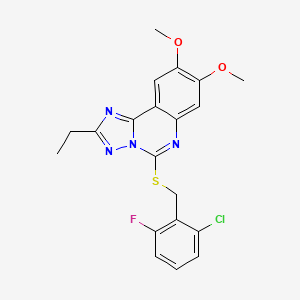 molecular formula C20H18ClFN4O2S B2500840 5-{[(2-氯-6-氟苯基)甲基]硫代}-2-乙基-8,9-二甲氧基-[1,2,4]三唑并[1,5-c]喹啉 CAS No. 1221715-37-2