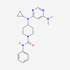 molecular formula C21H28N6O B2500847 4-[Cyclopropyl-[6-(dimethylamino)pyrimidin-4-yl]amino]-N-phenylpiperidine-1-carboxamide CAS No. 2415602-57-0