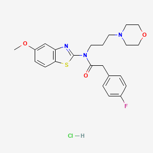 molecular formula C23H27ClFN3O3S B2500852 2-(4-fluorophenyl)-N-(5-methoxybenzo[d]thiazol-2-yl)-N-(3-morpholinopropyl)acetamide hydrochloride CAS No. 1216675-45-4