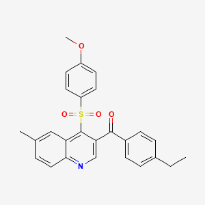 molecular formula C26H23NO4S B2500854 (4-Ethylphenyl)(4-((4-methoxyphenyl)sulfonyl)-6-methylquinolin-3-yl)methanone CAS No. 899760-37-3