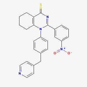 molecular formula C26H22N4O2S B2500857 2-(3-nitrophenyl)-1-(4-(pyridin-4-ylmethyl)phenyl)-5,6,7,8-tetrahydroquinazoline-4(1H)-thione CAS No. 431916-64-2