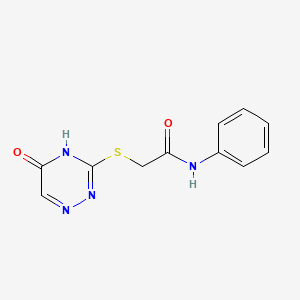 molecular formula C11H10N4O2S B2500861 2-((5-oxo-4,5-dihydro-1,2,4-triazin-3-yl)thio)-N-phenylacetamide CAS No. 879860-32-9