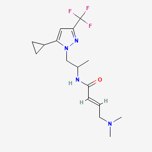molecular formula C16H23F3N4O B2500873 (E)-N-[1-[5-Cyclopropyl-3-(trifluoromethyl)pyrazol-1-yl]propan-2-yl]-4-(dimethylamino)but-2-enamide CAS No. 2411324-39-3