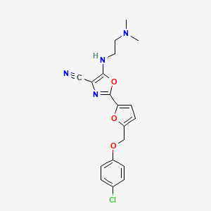 2-(5-((4-Chlorophenoxy)methyl)furan-2-yl)-5-((2-(dimethylamino)ethyl)amino)oxazole-4-carbonitrile