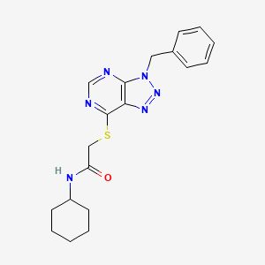 molecular formula C19H22N6OS B2500876 2-((3-benzyl-3H-[1,2,3]triazolo[4,5-d]pyrimidin-7-yl)thio)-N-cyclohexylacetamide CAS No. 863452-93-1
