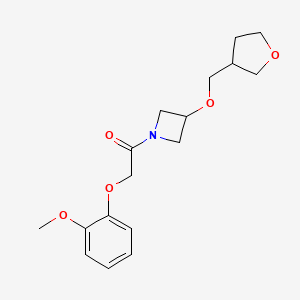 molecular formula C17H23NO5 B2500887 2-(2-甲氧基苯氧基)-1-(3-((四氢呋喃-3-基)甲氧基)氮杂丁烷-1-基)乙酮 CAS No. 2320888-22-8