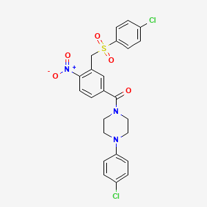 molecular formula C24H21Cl2N3O5S B2500897 (4-(4-氯苯基)哌嗪)(3-(((4-氯苯基)磺酰基)甲基)-4-硝基苯基)甲酮 CAS No. 337921-09-2