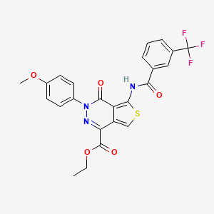 molecular formula C24H18F3N3O5S B2500898 ethyl 3-(4-methoxyphenyl)-4-oxo-5-[3-(trifluoromethyl)benzamido]-3H,4H-thieno[3,4-d]pyridazine-1-carboxylate CAS No. 851952-19-7