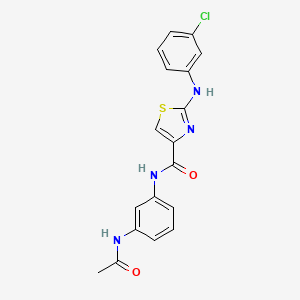 molecular formula C18H15ClN4O2S B2500917 N-(3-acetamidophenyl)-2-((3-chlorophenyl)amino)thiazole-4-carboxamide CAS No. 1203364-15-1