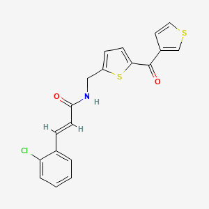 molecular formula C19H14ClNO2S2 B2500920 (E)-3-(2-chlorophenyl)-N-((5-(thiophene-3-carbonyl)thiophen-2-yl)methyl)acrylamide CAS No. 1798409-41-2