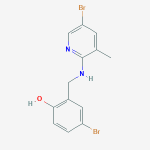 molecular formula C13H12Br2N2O B2500922 4-Bromo-2-{[(5-bromo-3-methyl-2-pyridinyl)amino]methyl}benzenol CAS No. 298215-64-2