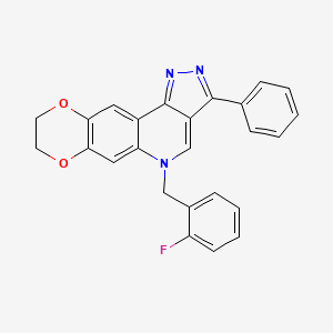 molecular formula C25H18FN3O2 B2500927 5-(2-fluorobenzyl)-3-phenyl-8,9-dihydro-5H-[1,4]dioxino[2,3-g]pyrazolo[4,3-c]quinoline CAS No. 866341-37-9