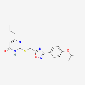 molecular formula C19H22N4O3S B2500929 2-({[3-(4-Isopropoxyphenyl)-1,2,4-oxadiazol-5-yl]methyl}sulfanyl)-6-propyl-4-pyrimidinol CAS No. 1226449-41-7