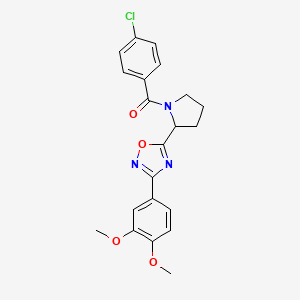molecular formula C21H20ClN3O4 B2500930 5-[1-(4-Chlorobenzoyl)pyrrolidin-2-yl]-3-(3,4-dimethoxyphenyl)-1,2,4-oxadiazole CAS No. 1791411-48-7