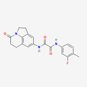 molecular formula C20H18FN3O3 B2500934 N1-(3-fluoro-4-methylphenyl)-N2-(4-oxo-2,4,5,6-tetrahydro-1H-pyrrolo[3,2,1-ij]quinolin-8-yl)oxalamide CAS No. 898462-34-5