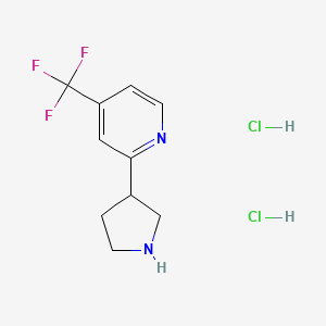 molecular formula C10H13Cl2F3N2 B2500935 2-(Pyrrolidin-3-yl)-4-(trifluoromethyl)pyridine dihydrochloride CAS No. 1909317-06-1