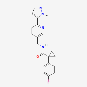 molecular formula C20H19FN4O B2500945 1-(4-fluorophenyl)-N-((6-(1-methyl-1H-pyrazol-5-yl)pyridin-3-yl)methyl)cyclopropanecarboxamide CAS No. 2034369-29-2