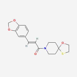molecular formula C17H19NO4S B2500960 (E)-3-(benzo[d][1,3]dioxol-5-yl)-1-(1-oxa-4-thia-8-azaspiro[4.5]decan-8-yl)prop-2-en-1-one CAS No. 1351663-60-9