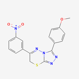 molecular formula C17H13N5O3S B2500972 3-(4-methoxyphenyl)-6-(3-nitrophenyl)-7H-[1,2,4]triazolo[3,4-b][1,3,4]thiadiazine CAS No. 714922-60-8