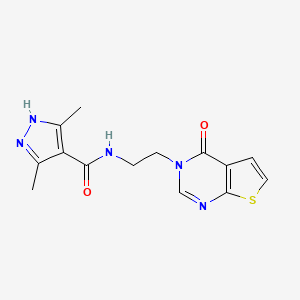 3,5-dimethyl-N-(2-(4-oxothieno[2,3-d]pyrimidin-3(4H)-yl)ethyl)-1H-pyrazole-4-carboxamide