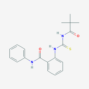 molecular formula C19H21N3O2S B250100 2-({[(2,2-dimethylpropanoyl)amino]carbonothioyl}amino)-N-phenylbenzamide 