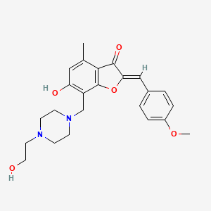 molecular formula C24H28N2O5 B2501005 (Z)-6-hydroxy-7-((4-(2-hydroxyethyl)piperazin-1-yl)methyl)-2-(4-methoxybenzylidene)-4-methylbenzofuran-3(2H)-one CAS No. 903853-70-3