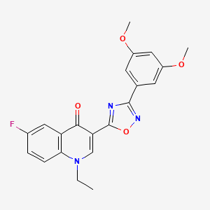 molecular formula C21H18FN3O4 B2501007 3-(3-(3,5-dimethoxyphenyl)-1,2,4-oxadiazol-5-yl)-1-ethyl-6-fluoroquinolin-4(1H)-one CAS No. 1260748-56-8