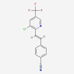 molecular formula C15H8ClF3N2 B2501015 4-[(E)-2-[3-chloro-5-(trifluoromethyl)pyridin-2-yl]ethenyl]benzonitrile CAS No. 400083-79-6