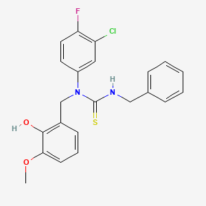 molecular formula C22H20ClFN2O2S B2501016 1-benzyl-3-(3-chloro-4-fluorophenyl)-3-[(2-hydroxy-3-methoxyphenyl)methyl]thiourea CAS No. 306730-50-7