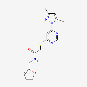 molecular formula C16H17N5O2S B2501023 2-((6-(3,5-dimethyl-1H-pyrazol-1-yl)pyrimidin-4-yl)thio)-N-(furan-2-ylmethyl)acetamide CAS No. 1251545-91-1