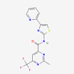 molecular formula C15H10F3N5OS B2501028 2-Methyl-N-(4-pyridin-2-yl-1,3-thiazol-2-yl)-6-(trifluoromethyl)pyrimidine-4-carboxamide CAS No. 2415540-41-7