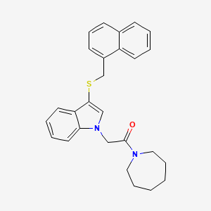 molecular formula C27H28N2OS B2501036 1-(azepan-1-yl)-2-(3-((naphthalen-1-ylmethyl)thio)-1H-indol-1-yl)ethanone CAS No. 896004-64-1