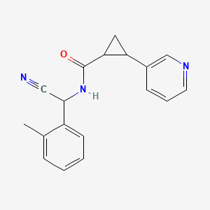 molecular formula C18H17N3O B2501040 N-[cyano(2-methylphenyl)methyl]-2-(pyridin-3-yl)cyclopropane-1-carboxamide CAS No. 1355508-09-6