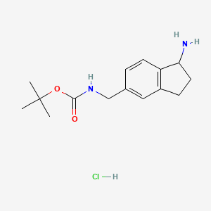 molecular formula C15H23ClN2O2 B2501048 tert-butyl N-[(1-amino-2,3-dihydro-1H-inden-5-yl)methyl]carbamate hydrochloride CAS No. 2225154-18-5