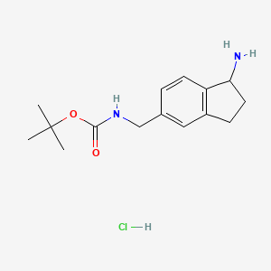 molecular formula C15H23ClN2O2 B2501048 叔丁基-N-[(1-氨基-2,3-二氢-1H-茚-5-基)甲基]碳酸酯盐酸盐 CAS No. 2225154-18-5