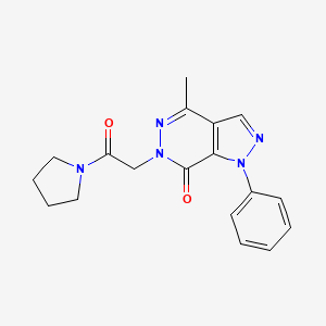 molecular formula C18H19N5O2 B2501055 4-甲基-6-(2-氧代-2-(吡咯啉-1-基)乙基)-1-苯基-1H-吡咯并[3,4-d]嘧啶-7(6H)-酮 CAS No. 946253-26-5