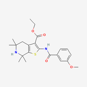 molecular formula C22H28N2O4S B2501056 Ethyl 2-[(3-methoxybenzoyl)amino]-5,5,7,7-tetramethyl-4,6-dihydrothieno[2,3-c]pyridine-3-carboxylate CAS No. 887901-66-8