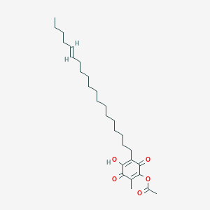 molecular formula C28H44O5 B2501058 乙酸-4-羟基-2-甲基-5-((E)-十九烯-14-烯基)-3,6-二氧杂环己-1,4-二烯基酯 CAS No. 887594-38-9