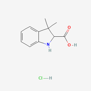 molecular formula C11H14ClNO2 B2501060 3,3-Dimethylindoline-2-carboxylic acid hydrochloride CAS No. 106517-46-8