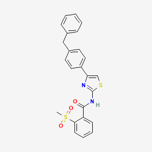 molecular formula C24H20N2O3S2 B2501081 N-(4-(4-benzylphenyl)thiazol-2-yl)-2-(methylsulfonyl)benzamide CAS No. 896027-60-4
