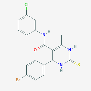 molecular formula C18H15BrClN3OS B2501086 4-(4-bromophenyl)-N-(3-chlorophenyl)-6-methyl-2-thioxo-1,2,3,4-tetrahydropyrimidine-5-carboxamide CAS No. 438480-60-5