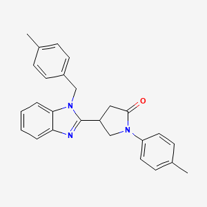 molecular formula C26H25N3O B2501092 4-(1-(4-methylbenzyl)-1H-benzo[d]imidazol-2-yl)-1-(p-tolyl)pyrrolidin-2-one CAS No. 840496-43-7