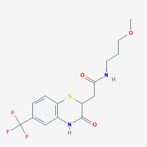 molecular formula C15H17F3N2O3S B2501094 N-(3-methoxypropyl)-2-[3-oxo-6-(trifluoromethyl)-3,4-dihydro-2H-1,4-benzothiazin-2-yl]acetamide CAS No. 881483-05-2