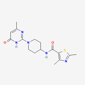 molecular formula C16H21N5O2S B2501108 2,4-dimethyl-N-(1-(4-methyl-6-oxo-1,6-dihydropyrimidin-2-yl)piperidin-4-yl)thiazole-5-carboxamide CAS No. 1903601-36-4