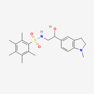 molecular formula C22H30N2O3S B2501110 N-(2-hydroxy-2-(1-methylindolin-5-yl)ethyl)-2,3,4,5,6-pentamethylbenzenesulfonamide CAS No. 1705386-95-3