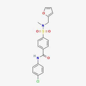 molecular formula C19H17ClN2O4S B2501111 N-(4-chlorophenyl)-4-[furan-2-ylmethyl(methyl)sulfamoyl]benzamide CAS No. 922854-81-7