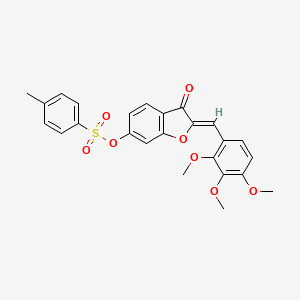molecular formula C25H22O8S B2501115 (2Z)-3-oxo-2-(2,3,4-trimethoxybenzylidene)-2,3-dihydro-1-benzofuran-6-yl 4-methylbenzenesulfonate CAS No. 929413-66-1